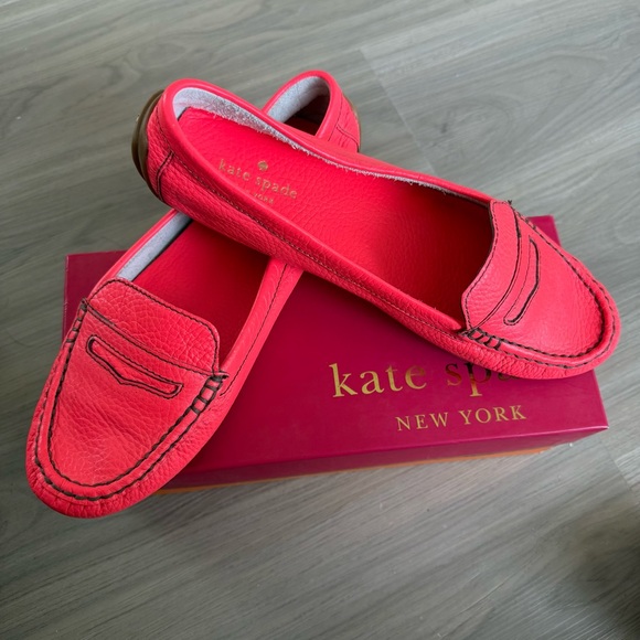 kate spade Shoes - Kate Spade Vibrant Orange Leather Flats